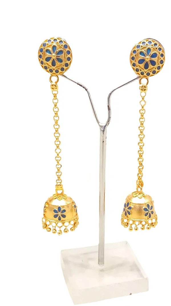 Assamese_Traditional_Copper_Blue_Colour_Japi_Jhumka_Earring_For_Girls_&_Women